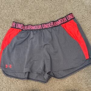 Under Armour Women's Gray and Red Athletic Shorts